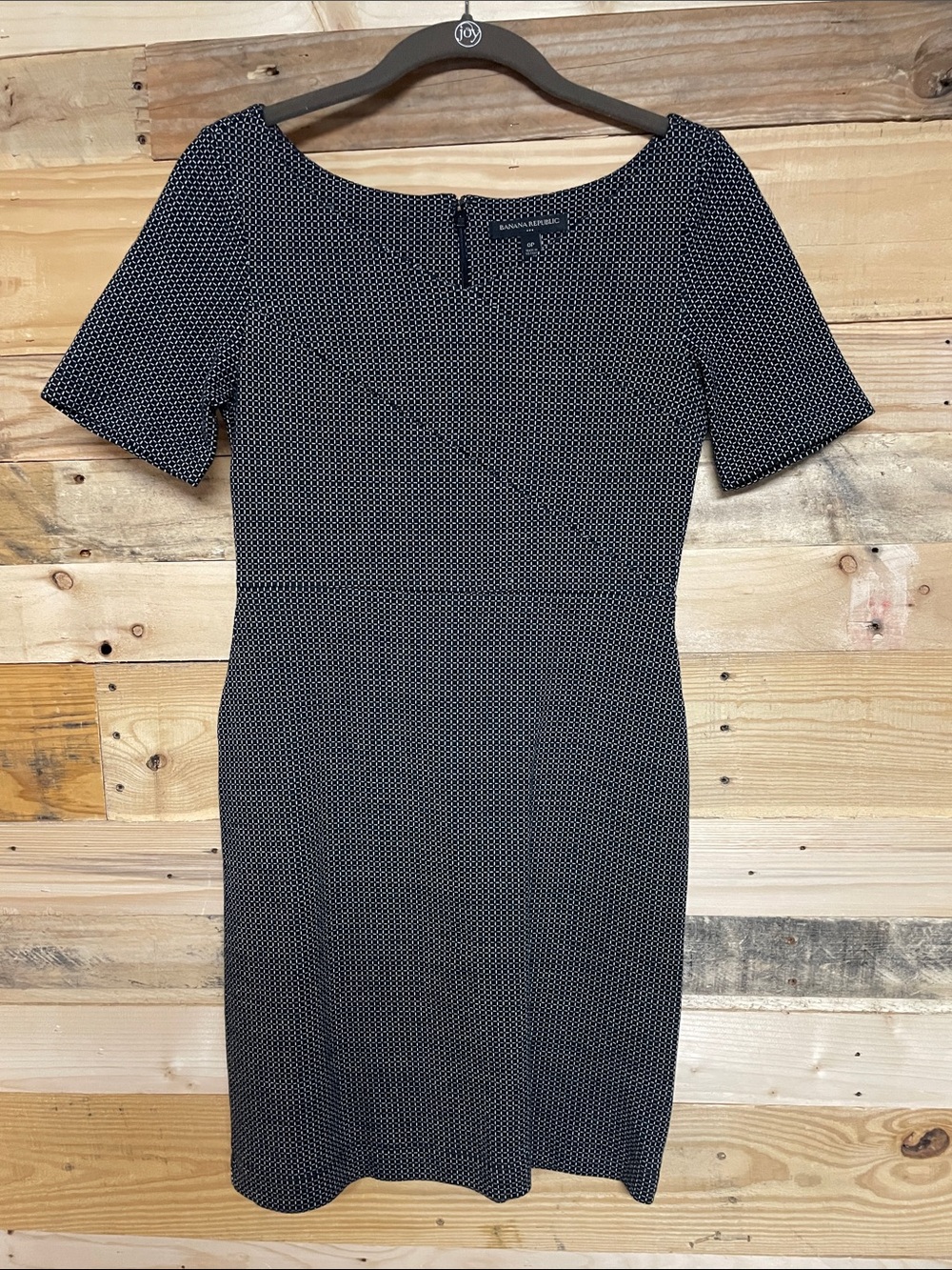 Banana Republic size 0 Petite Black and Gray Form Fitted Short Sleeve Mini Dress